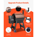 Wood Pellet Grill Smoker BBQ Grills for Outdoor Cooking with Wifi-App Control, LCD Screen Controller for Camping Yard