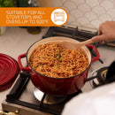 Bruntmor Pre-Seasoned Enameled Cast Iron Dutch Oven with Lid and Handle - 5.2 Quart Heavy Duty Casserole Dish for Cooking, Baking, and Braising - Oven Safe, Durable, round Cast Iron Cooking Pot - Red