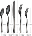 Flatware Set Silverware Set 20 Pieces Mirror Finished Black Stainless Steel Cutlery Set Forged with Hammered Handle Service for 4