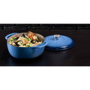6 Qt. round Cast Iron Dutch Oven with Dual Handles, Easy to Cook and Clean in Blue with Lid