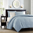 Handmade Luxury Quilt Set for King/Cal King Blue Reversible Embroidered Printed Duvet Set