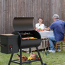 456 SQ.IN Pellet Grill Smoker with Side Shelf, 8 in 1 BBQ Grill with PID Temperature Control for Outdoor Cooking, BBQ Camping and Patio, Brown