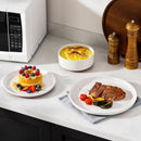 12-Piece Modern Stoneware White Ceramic Dinnerware Set (Service for 4), Microwave and Dishwasher Safe