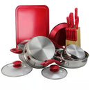 22-Piece Cookware Combo Set in Red