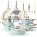 21Piece Ceramic Pots and Pans Cookware Set Non Stick Induction Cook Ware Kitchen Cooking Set Nontoxic Health PFAS Free for Ever