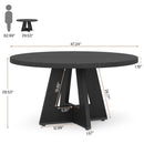 round Dining Table for 4, Black Kitchen Table 47 Inch Farmhouse Wood Kitchen Dinning Table for Kitchen Living Room