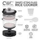 COOK with COLOR 3L Glass Low Carb Rice Cooker - Makes 6 Cups Cooked Low Sugar Rice with Auto Lift Filter Basket Hotpot Steamer