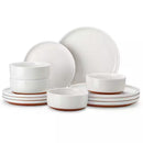 12-Piece Modern Stoneware White Ceramic Dinnerware Set (Service for 4), Microwave and Dishwasher Safe