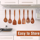 9 Piece Natural Teak Wooden Kitchen Utensil Set with Spoon Rest - Comfort Grip