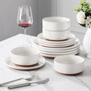 12-Piece Modern Stoneware White Ceramic Dinnerware Set (Service for 4), Microwave and Dishwasher Safe