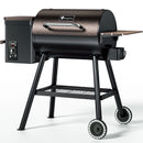 456 SQ.IN Pellet Grill Smoker with Side Shelf, 8 in 1 BBQ Grill with PID Temperature Control for Outdoor Cooking, BBQ Camping and Patio, Brown
