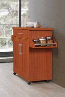 Kitchen Cart with Spice Rack plus Towel Holder, Cherry