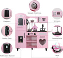 Taohfe Play Kitchen, Pink Kids Kitchen Set for Girls Kitchen Set for Kids Ages 6-8 Gift Toddler Kitchen Set for Kid Age 3+ Kitchen Playset with Lights & Sounds Wooden Toy Kitchen Playset Gift