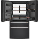 Counter-Depth 22.3-Cu Ft 4 -Door 36-In Wide Smart Compatible French Door Refrigerator with Ice Maker with Water and Ice Dispenser ( Matte Black with Brushed Stainless Handles ) ENERGY STAR Certified