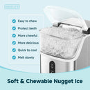 35 Lbs. Daily Production Nugget Stainless Steel Kitchen Countertop Ice Makers, Chewable Ice Maker Machine for Camping and Party
