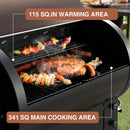 456 SQ.IN Pellet Grill Smoker with Side Shelf, 8 in 1 BBQ Grill with PID Temperature Control for Outdoor Cooking, BBQ Camping and Patio, Brown
