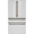 Counter-Depth 22.3-Cu Ft 4 -Door 36-In Wide Smart Compatible French Door Refrigerator with Ice Maker with Water and Ice Dispenser ( Matte Black with Brushed Stainless Handles ) ENERGY STAR Certified