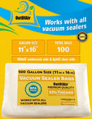 100 Vacuum Sealer Bags: Gallon Size (11" X 16") by Outofair Works with Foodsaver & Other Machines - 33% Thicker BPA Free, Commercial Grade, 11 X 16 Inches