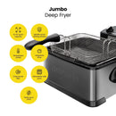 4.5L Deep Fryer, XL Capacity, Adjustable Temperature & Timer - Black Stainless Steel
