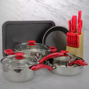 22-Piece Cookware Combo Set in Red