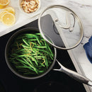 Circulon Clad Stainless Steel Saucepan with Glass Lid and Hybrid Steelshield and Nonstick Technology, 2 Quart - Silver