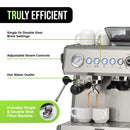 All-In-One Espresso Maker with Grinder & Steam Wand - Premium Espresso Machine with Built-In Coffee Grinder - 15 Bar Pressure Pump - Adjustable Steam Controls & Cup Warmer