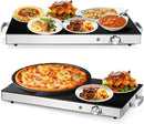 Giantex Electric Food Warmer 2 Packs, 22''X15'' Food Warmers for Parties, Adjustable Temperature Control, Tempered Glass Surface, Hot Plate for Buffet, Electric Warming Tray for Restaurants, Events