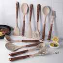 High-Quality Non Stick Silicone Kitchen Utensil Set, Easy to Cook Tool Set, Easy to Clean, Heat-Resistant, Durable, Is a Must-Have for Home Chefs, Brown, 10 Pieces