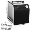 Upright Automatic Ice Cream Maker, 2 Qt., Black, Ice Cream Maker, with Digital Display and Timer