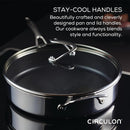 Circulon Clad Stainless Steel Saute Pan with Lid and Hybrid Steelshield and Nonstick Technology, 5 Quart - Silver
