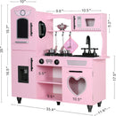 Taohfe Play Kitchen, Pink Kids Kitchen Set for Girls Kitchen Set for Kids Ages 6-8 Gift Toddler Kitchen Set for Kid Age 3+ Kitchen Playset with Lights & Sounds Wooden Toy Kitchen Playset Gift