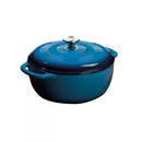 6 Qt. round Cast Iron Dutch Oven with Dual Handles, Easy to Cook and Clean in Blue with Lid