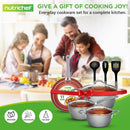 Nutrichef 11 Pc Nonstick Cookware - PTFE/PFOA/PFOS Free Kitchenware Pots & Pans Set with Saucepan, Frying Pans, Cooking Pots, Lids, Utensils, Gray