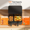 Large Double Air Fryer, 10-In-1 Independent 4+8 QT Baskets Air Fryer with LED Touch Screen (Air Fryer Liner Inclued)