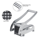 Commercial Grade French Fry Cutter, Stainless Steel Potato Slicer, Potatoes Fries Maker Machine with 2 Blade Size, Silver