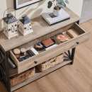 Yaheetech Console Table with Drawer, Entryway Table with 3 Tier Storage Shelves, Narrow Long Sofa Table for Entryway, Living Room, Hallway, Couch, Kitchen, Metal Frame, Gray