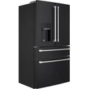 Counter-Depth 22.3-Cu Ft 4 -Door 36-In Wide Smart Compatible French Door Refrigerator with Ice Maker with Water and Ice Dispenser ( Matte Black with Brushed Stainless Handles ) ENERGY STAR Certified