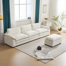 120" W Sectional Sofa L Shaped Couch with Chaise Living Room Sleeper Set, 3 Seats with Chenille and Double Layer Cushions Beige