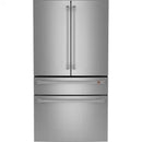Counter-Depth 22.3-Cu Ft 4 -Door 36-In Wide Smart Compatible French Door Refrigerator with Ice Maker with Water and Ice Dispenser ( Matte Black with Brushed Stainless Handles ) ENERGY STAR Certified
