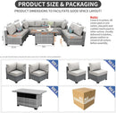 Rattaner 9-Piece Outdoor Sectional Wicker Furniture Set Patio Furniture Conversation Couch Set Large-Size Storage Table with Thicken(5") Anti-Slip Light Grey Cushions Cover