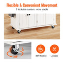 VEVOR Kitchen Island Cart with Solid Wood Top, 35.4 Width Mobile Carts with Storage Cabinet, Rolling Kitchen Table with Spice Rack, Towel Rack, and Drawer, Portable Islands on Wheels, White