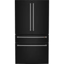Counter-Depth 22.3-Cu Ft 4 -Door 36-In Wide Smart Compatible French Door Refrigerator with Ice Maker with Water and Ice Dispenser ( Matte Black with Brushed Stainless Handles ) ENERGY STAR Certified