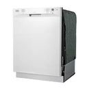 24 In. White Front Control Smart Dishwasher Digital 120-Volt Stainless Steel Tub with Steam Cleaning