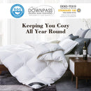 Globon King Size down Comforter - All Season Duvet Insert with Medium Warmth, Soft and Noiseless Shell,8 Corner Tabs, and Machine Washable - White