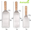Metal Spatula Set - Griddle Accessories Kit - Grill Flat Spatula Pancake Flipper Hamburger Turner - Metal Utensil Great for BBQ Grill Flat Top - Cast Iron Griddle Accessories - Commercial Grade