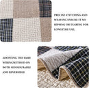 Y-PLWOMEN Quilt 100% Cotton King Size Quilt Set, Brown Khaki Black White Patchwork Plaid Bedspread, Lightweight Reversible Soft Summer Quilt Bedding Set, 3-Pieces