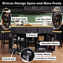 Rolling Kitchen Island with Storage, Kitchen Cart on Wheels with Drop Leaf, Mobile Kitchen Storage Cart with Power Outlet,
