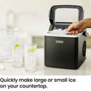 9 In. 22 Lbs. Bullet Countertop Portable Ice Maker in Black with 2-Ice Sizes and Self Cleaning Function