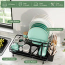 Black Drying Dish Rack Collapsible 2 Tier Dish Rack and Drainboard Set Kitchen Counter