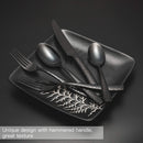 Flatware Set Silverware Set 20 Pieces Mirror Finished Black Stainless Steel Cutlery Set Forged with Hammered Handle Service for 4